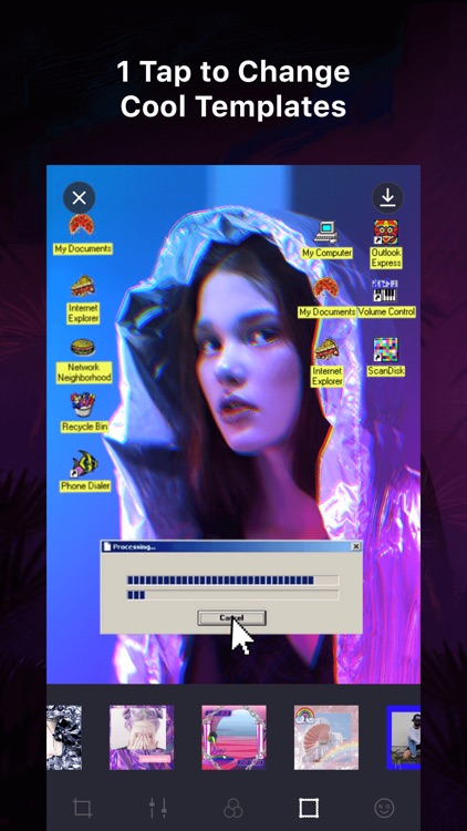 VaporCam蒸汽波相机 -复古滤镜彩虹贴纸 screenshot-3