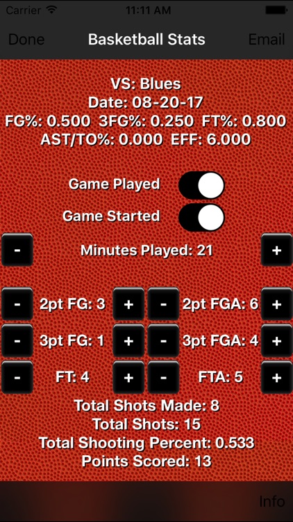 Basketball Stats Tracker Touch