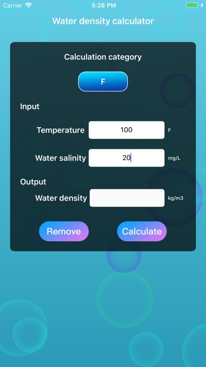 Water density calculator