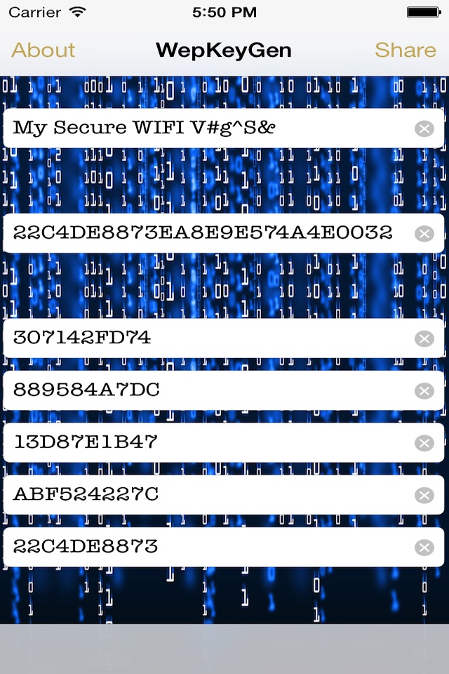 WEP keys for WiFi Passwords screenshot 3