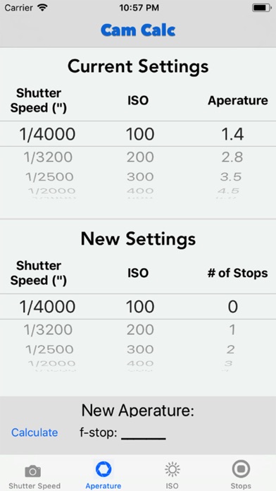 Camera Settings Calculator screenshot 2