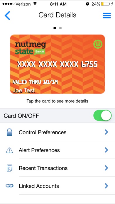 Nutmeg State FCU Card Manager screenshot 3