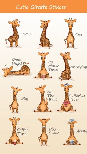 Cute Giraffe Animal Stickers for iMessage(圖1)-速報App