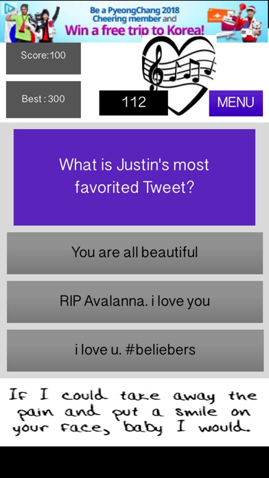 Unofficial Justin Bieber Quiz screenshot 2