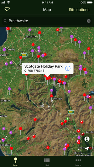 Campsites and caravan parks UK