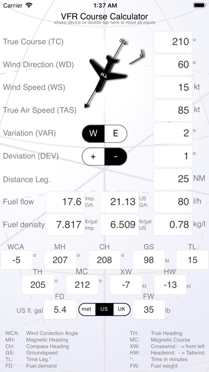 VFR Course Calculator