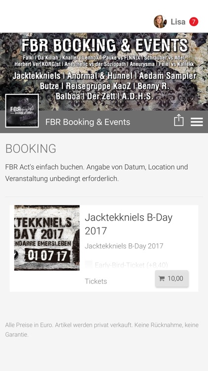 FBR Booking & Events