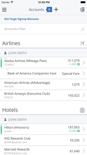 awardwallet on the app store iphone app to store frequent flyer numbers