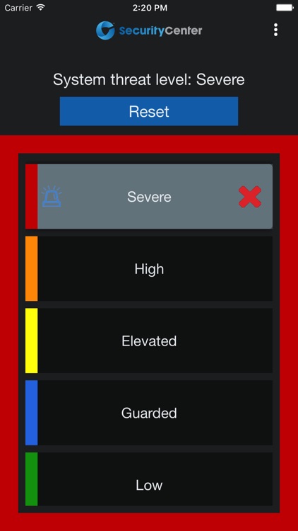 Security Center Threat Level