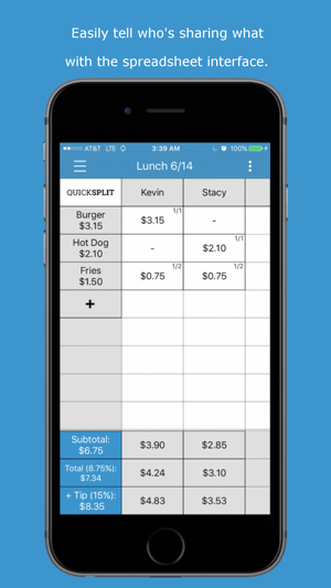 QuickSplit - Check/Bill Splitter, Tip Ca