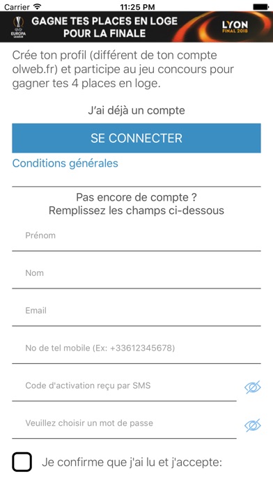 App OL Concours Loge screenshot 2