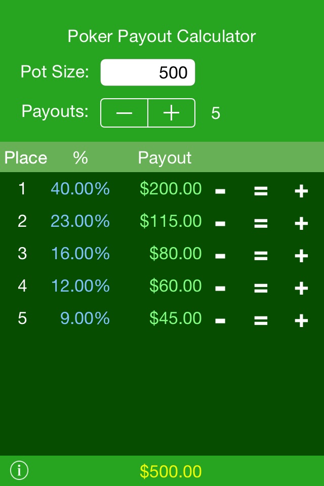 Poker Payout Calc screenshot 4