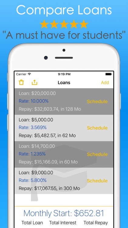 Student Loans Calculator - Debt Payoff Tracker Vue screenshot-0
