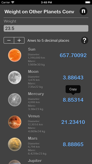 Weight on Other Planets Conv screenshot 4