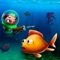 Play as a fearless scuba diver cat who loves underwater fishing and is ready to venture into the depths just to catch some rare fish for a delicious meal
