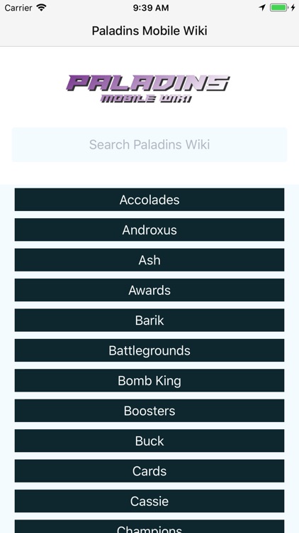 Mobile Wiki for Paladins