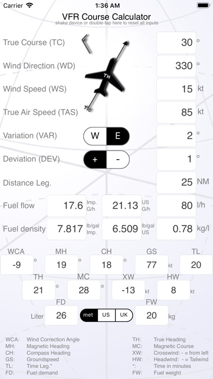 VFR Course Calculator