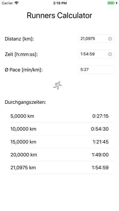 Runners Calc screenshot 2