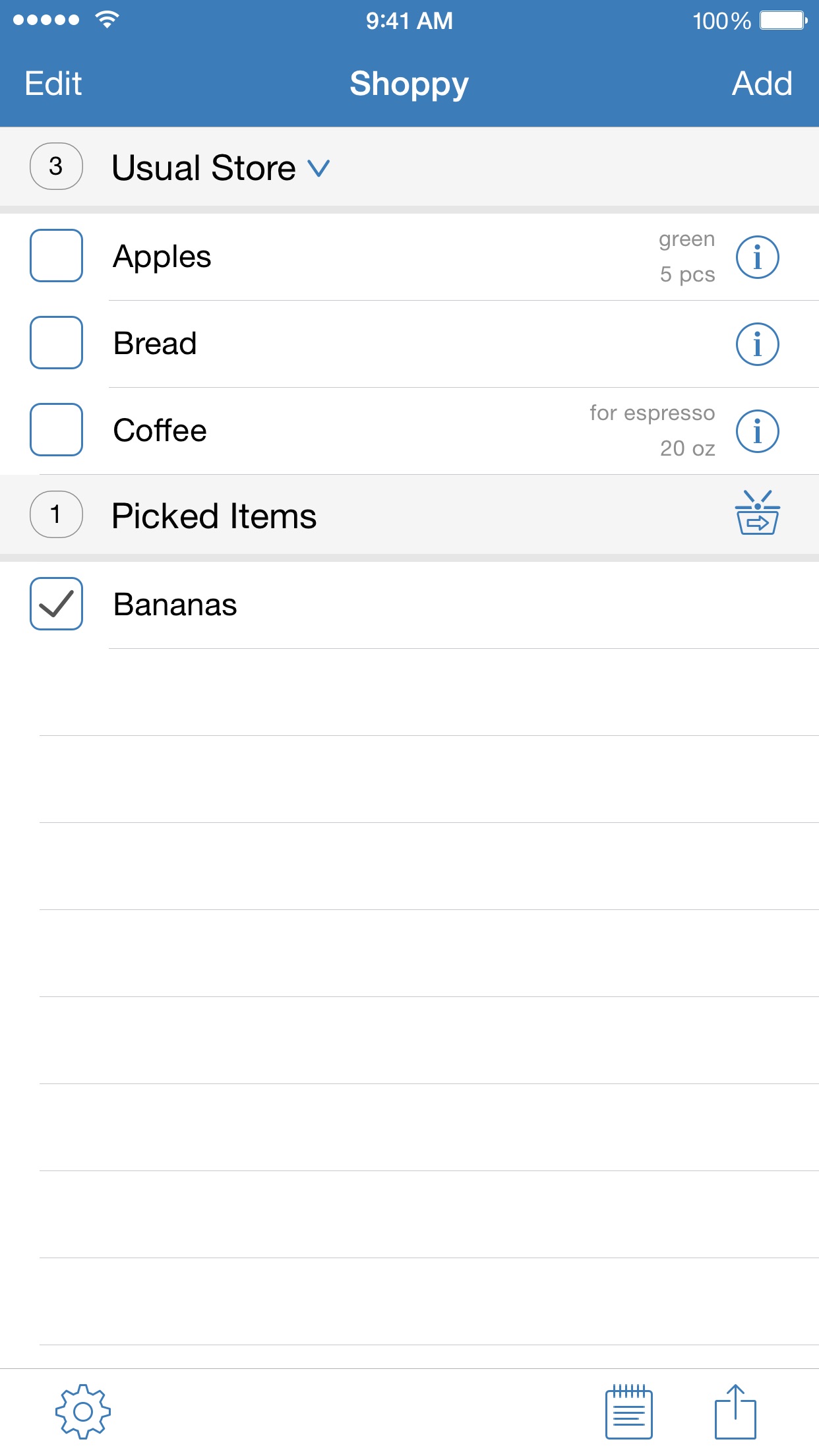 Screenshot do app Shoppy ~ Groceries