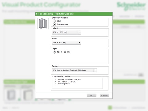 Universal Enclosures Visual Product Configurator screenshot 2