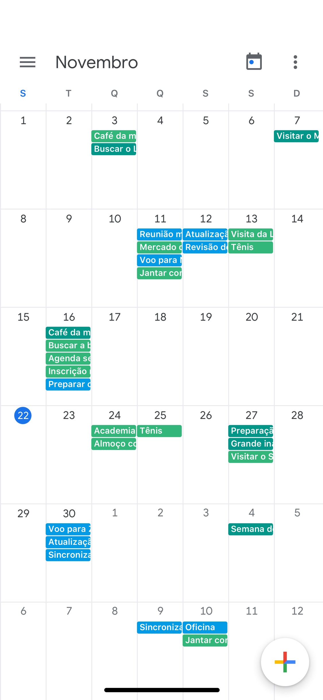 Screenshot do app Google Agenda