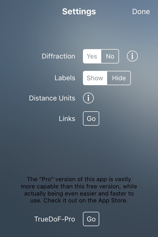 TrueDoF-Intro DoF Calculator screenshot 4