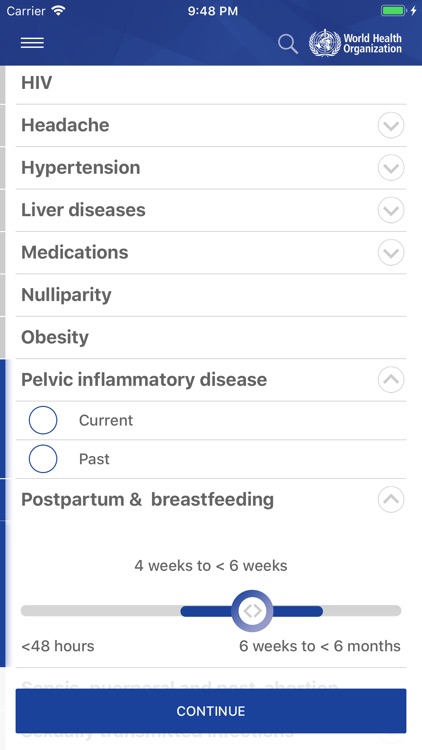 Medical eligibility criteria