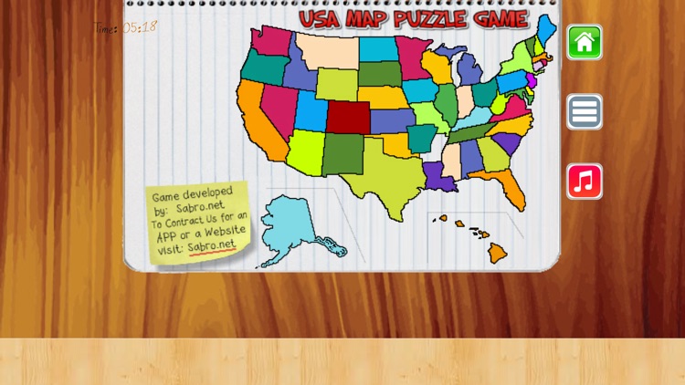 USA MAP 50 States Puzzle Game