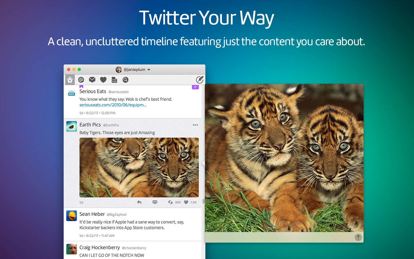 Screenshot do app Twitterrific: Tweet Your Way