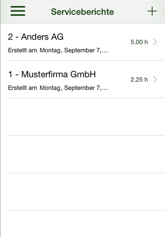 Servicebericht screenshot 2