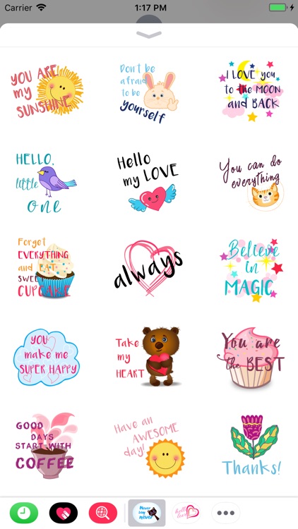 Happy stickers and quotes