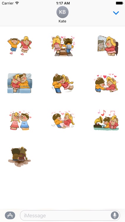 Cute Couple Bear Kiss and Love