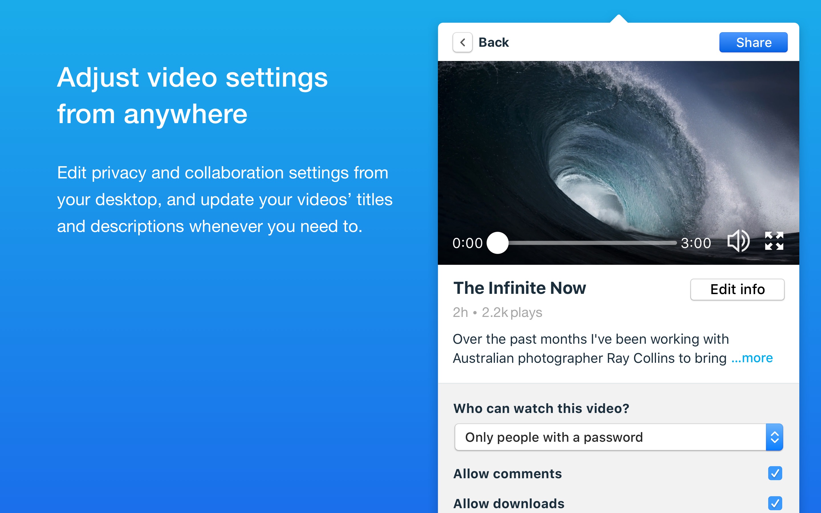 Screenshot do app Vimeo