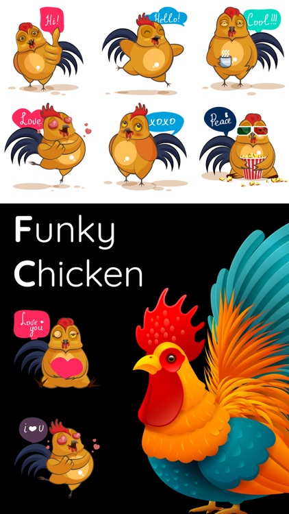 Funky Chicken Text Stickers