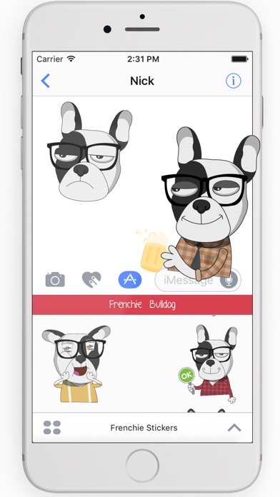 Hipster French bulldog sticker screenshot 2