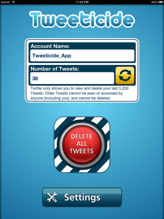 Tweeticide - Delete All Tweets iPad Capturas de pantalla