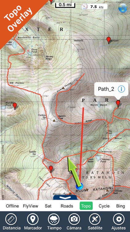 Baxter State Park  gps and outdoor map with Guide