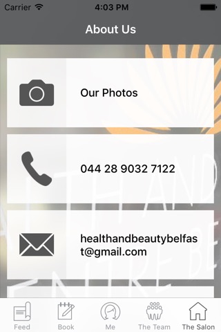 Health and Beauty Centre Belfast Booking App screenshot 3