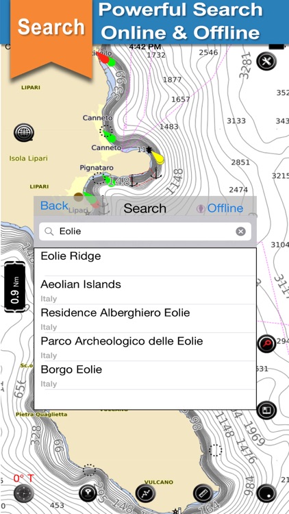 Aeolian Islands offline nautical chart for fishing