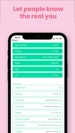 Veggly – Vegan Dating App снимок экрана 5