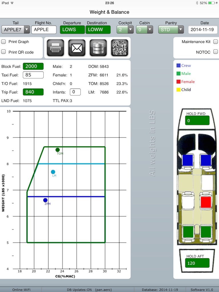 Pan Aero Weight and Balance C525 screenshot 3