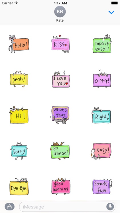 English Message With Cats Sticker