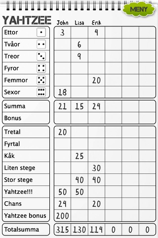 DICY, Scoresheet for YAHTZEE® screenshot 2