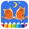 Cat And Friend Coloring Book Games For Children