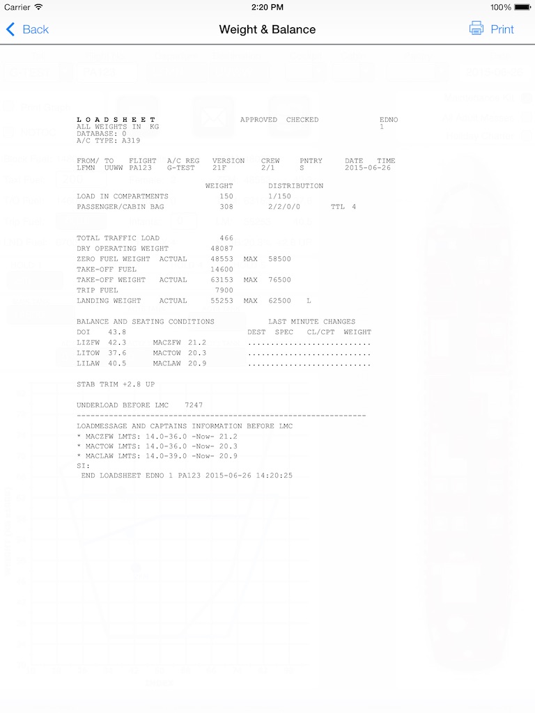 Pan Aero Weight and Balance A320 Family screenshot 4