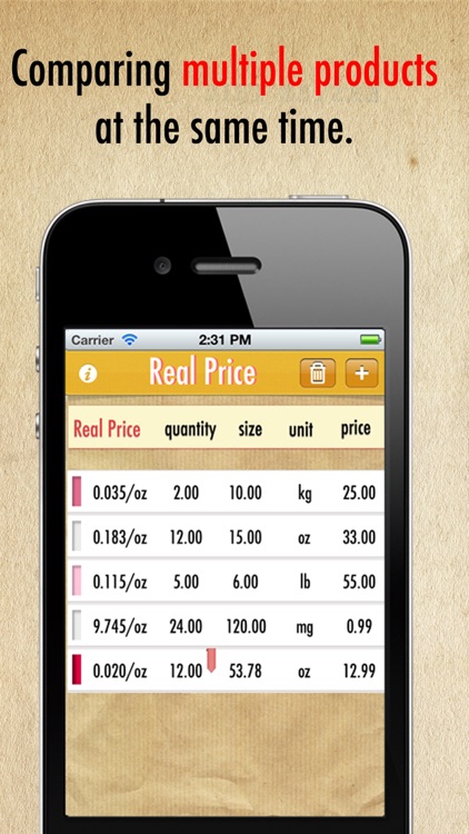 Real Price Lite ~ compare unit prices