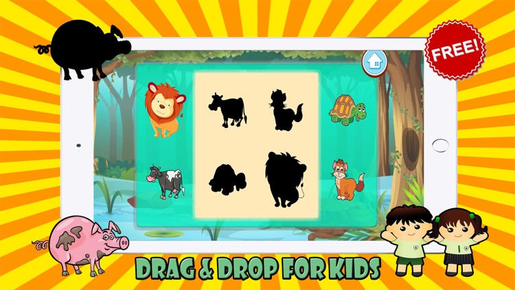 Animals Puzzle Shadow Shape Game: Learn for Kids