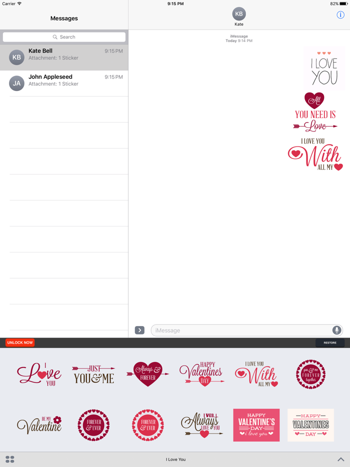 I Love You - Couple Stickers for Valentines Day