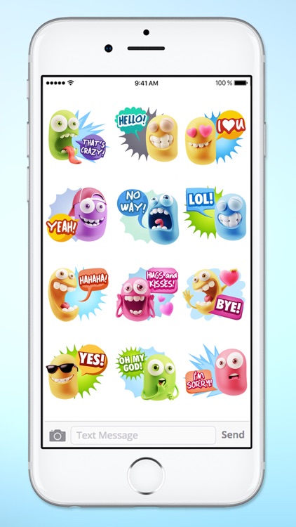 Silly 3D Monster Emojis With Words Sticker Pack