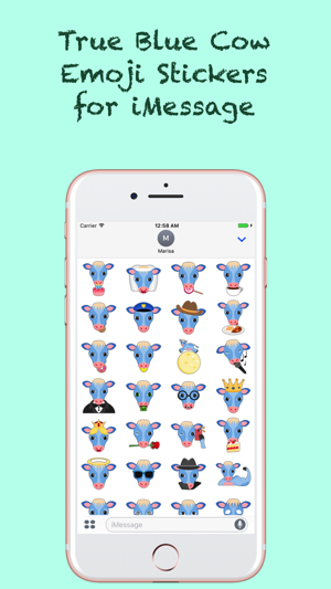 True Blue Cow Emoji Stickers